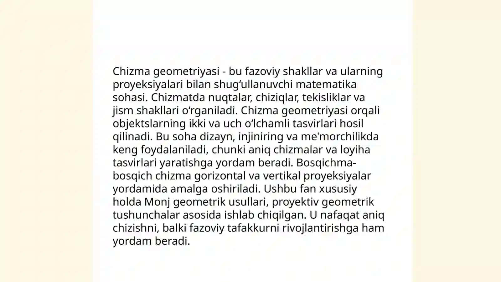 Oddiy model chizmalarini tahlil qilish 4
