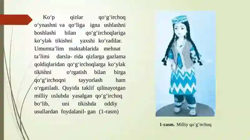 taqdimot-milliy qo'g'irchoq tikish texnologiyasi 4
