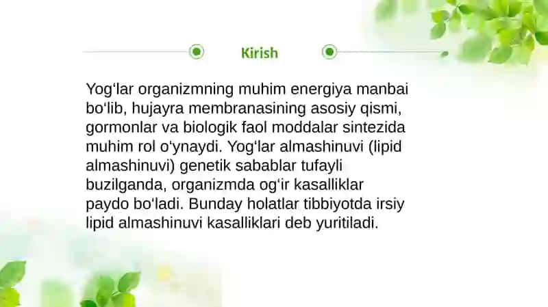 Yog‘lar almashinuvining irsiy buzilishlari 4