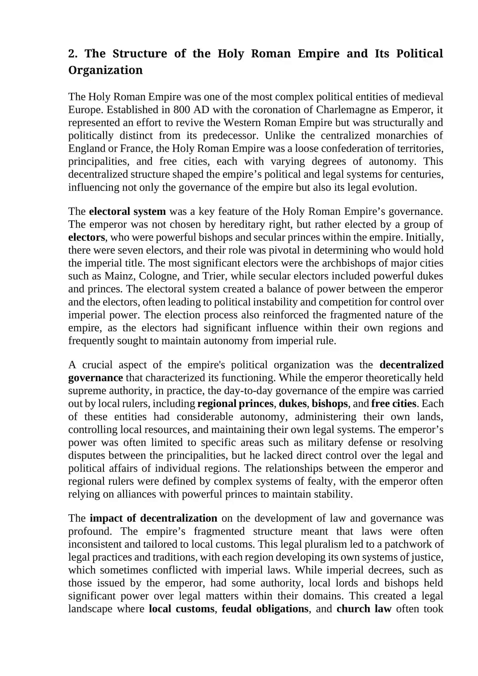 Plans for ”The State and Law in Medieval Germany” 4