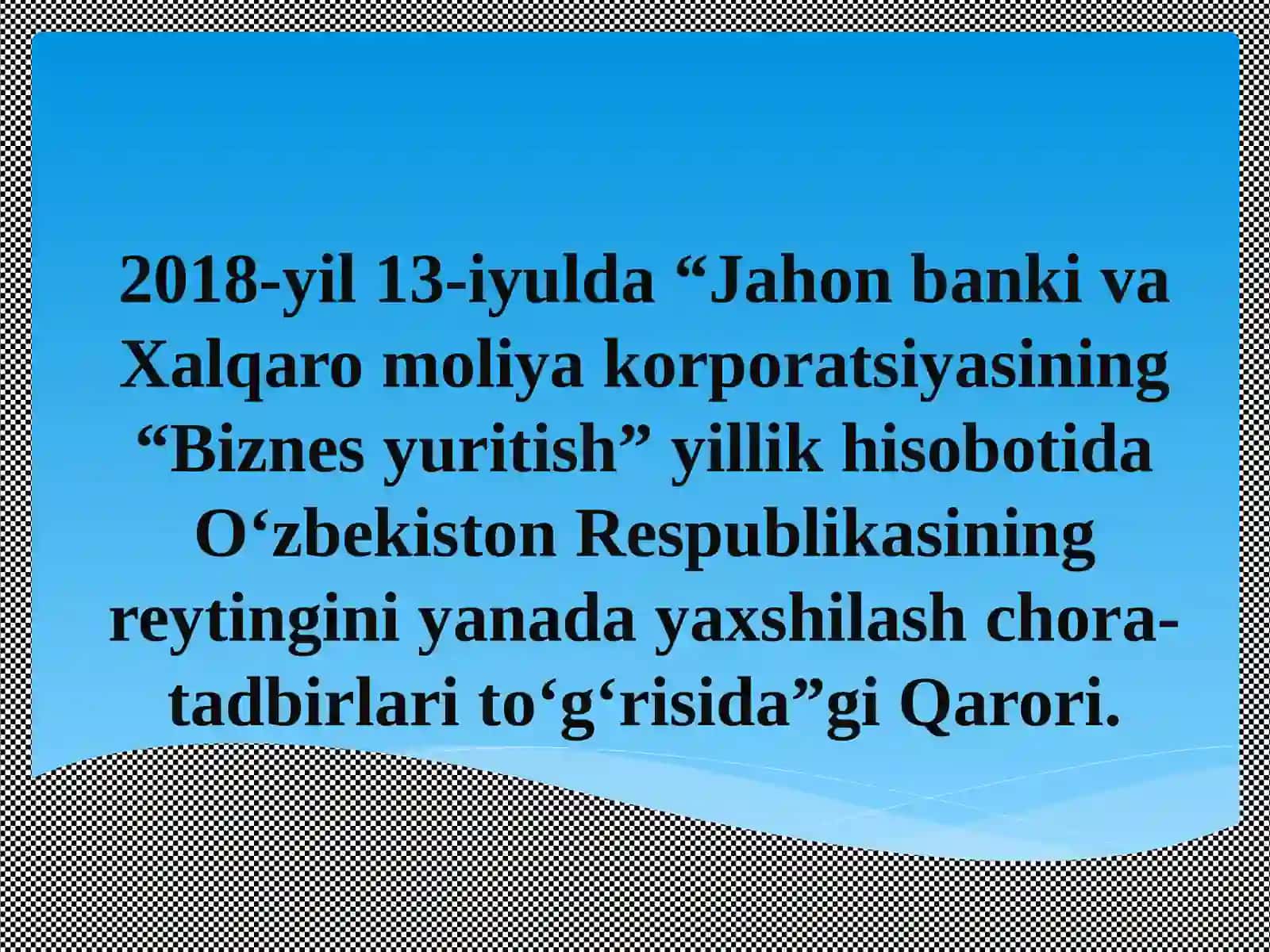 Yangi O‘zbekiston ijtimoiy-siyosiy, iqtisodiy va madaniy hayotida roʻy berayotgan oʻzgarishlarning xalqaro reyting va indekslardagi o’rni 4