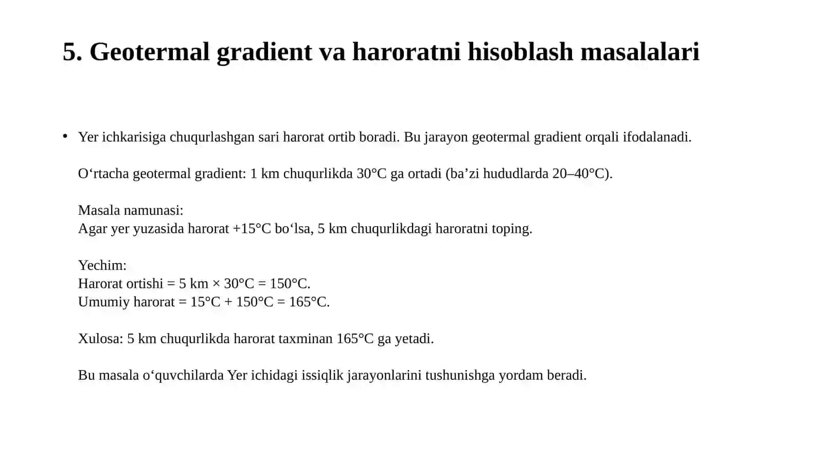 Yerning ichki tuzilishini o‘qitishda masala va mashqlardan foydalanish usuli 4