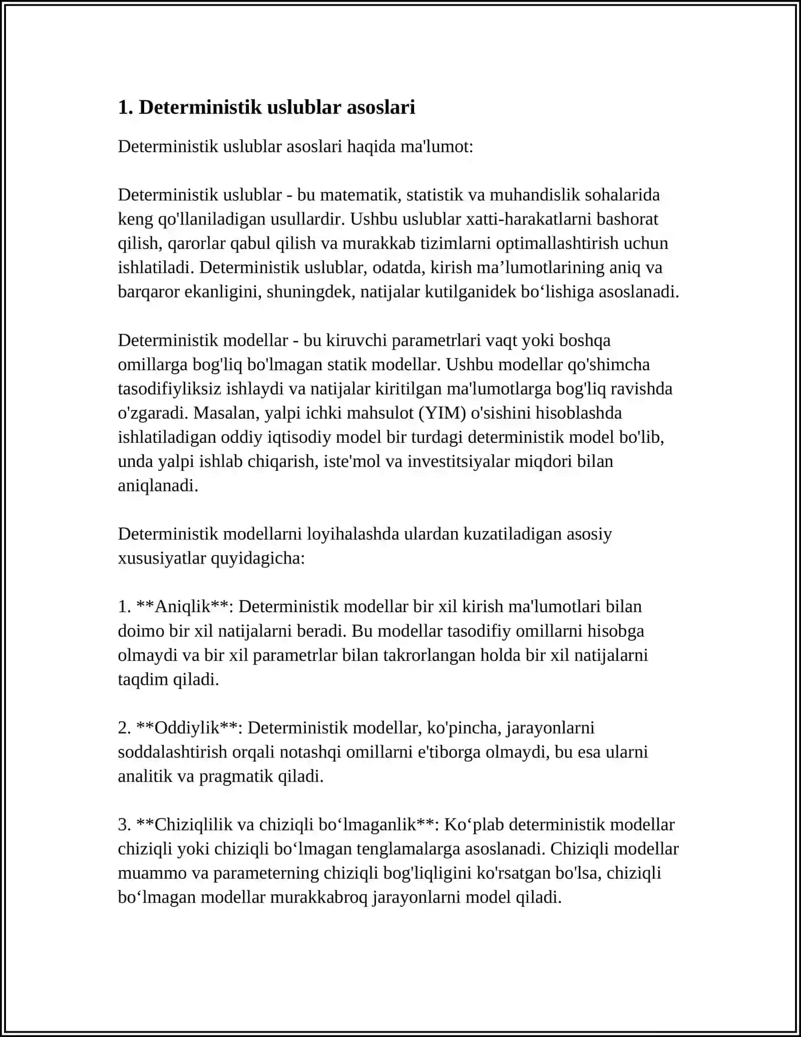 ISHONCHLILIKNI HISOBLASHNING DETERMINISTIK USLUBLARI 4