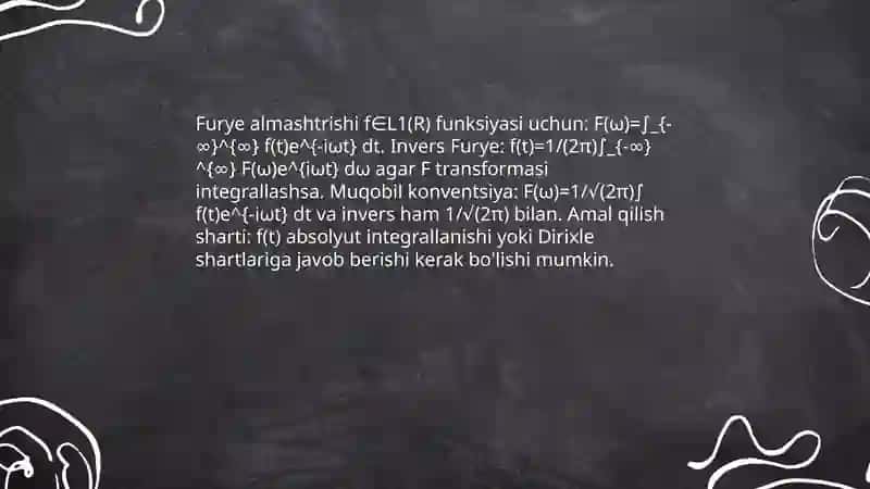 Furye integrali. furye almashtrshlari 4