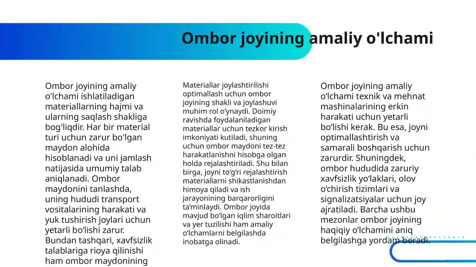 VAQTINCHALIK OMBORLAR, XANDAK VA UYUMLAR MAYDONINI HISOBLASH 4