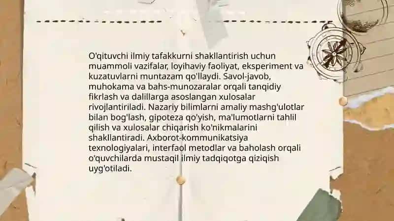 Ilmiy dunyoqarash va o'quvchi aqliy tarbiyalash 4