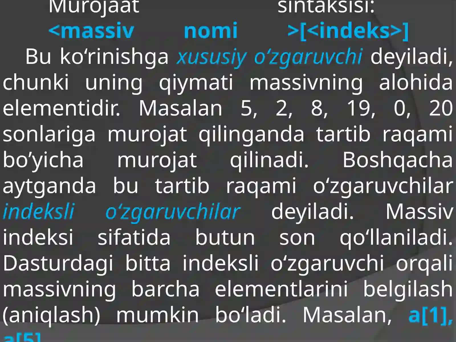 Massivlar 4