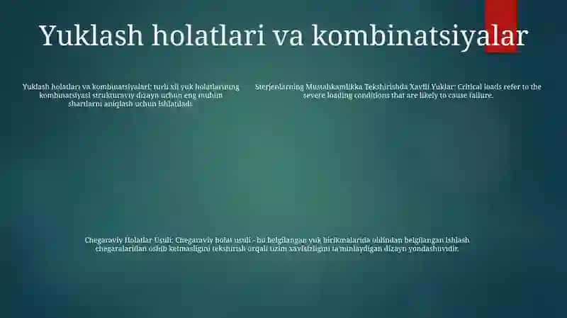 Sterjenlarning Mustahkamlikka Tekshirishda Xavfli Yuklar,Chegaraviy Holatlar Usuli 4