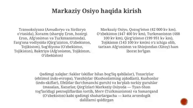 Oʼrta Osiyo tarixiy hududlar va qadimgi xalqlarning joylashuvi 4