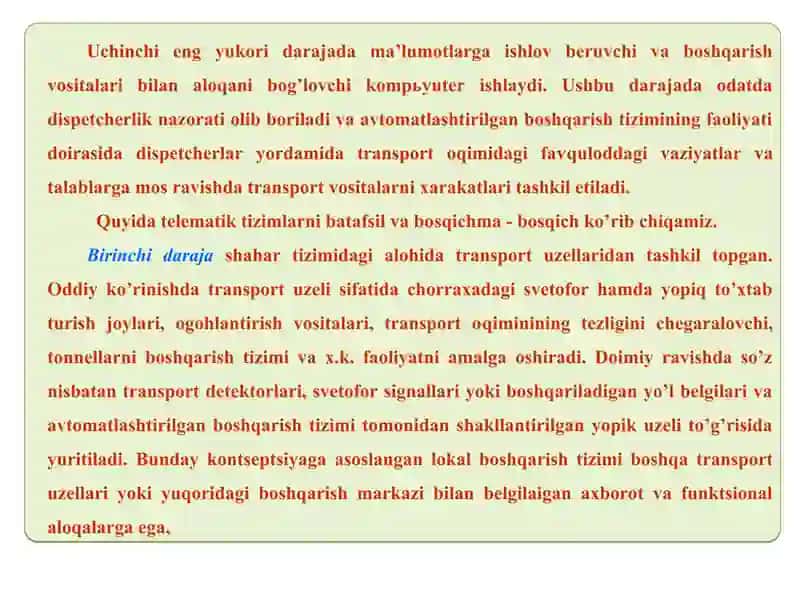 TRANSPORT OQIMLARINI BOSHQARISH ZAMONAVIY TIZIMLARINING AVZALLIKLARI 4