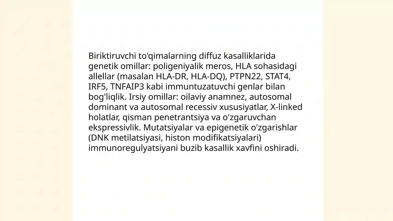 Biriktiruvchi tòqimaning diffuz kasalliklari:TQB 4