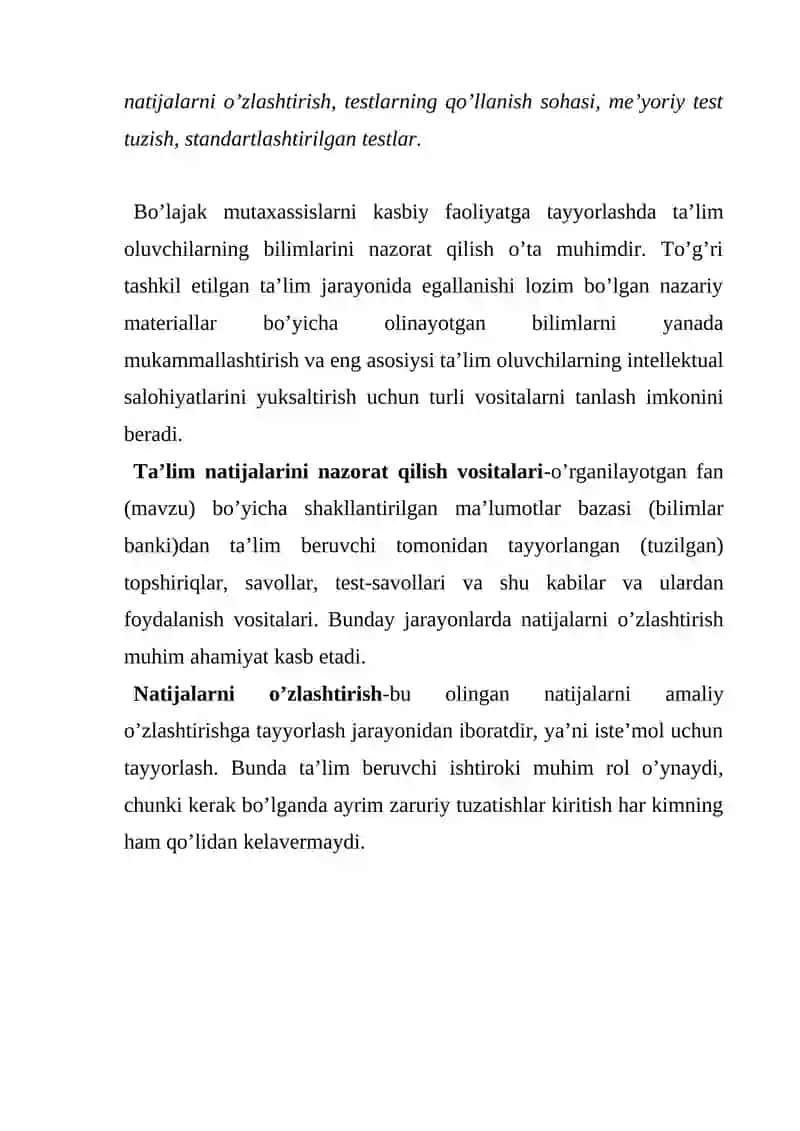 Ta’lim olganlikni tashhis etish.Ta’lim olganlikni tashxis etishning mohiyati. 4