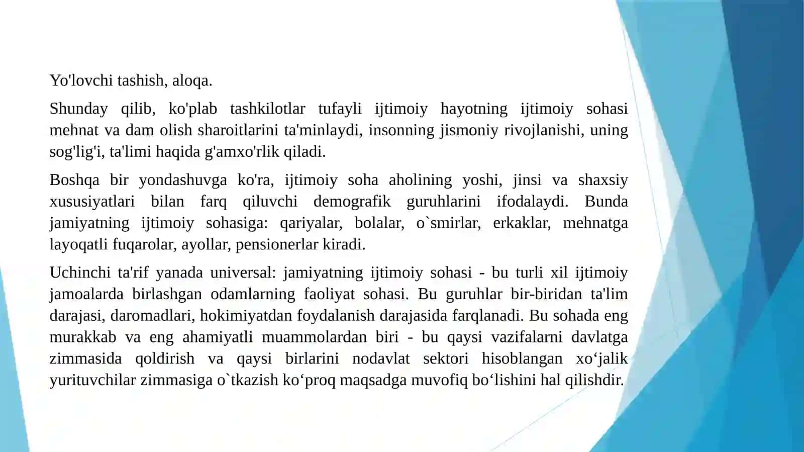 URALOV SHAXBOZning iqtsodiy siyosat fanidan bajargan mustaqil ishi: JAMIYATNING IJTIMOIY SOXASI VA DAVLATNING IJTIMOIY SIYOSATI 4