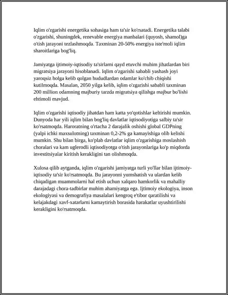 ZAMONAVIY EKOLOGIK MUAMMOLAR. IJTIMOIY EKOLOGIYA,INSON EKOLOGIYA VA DEMOGRAFIYASI 4