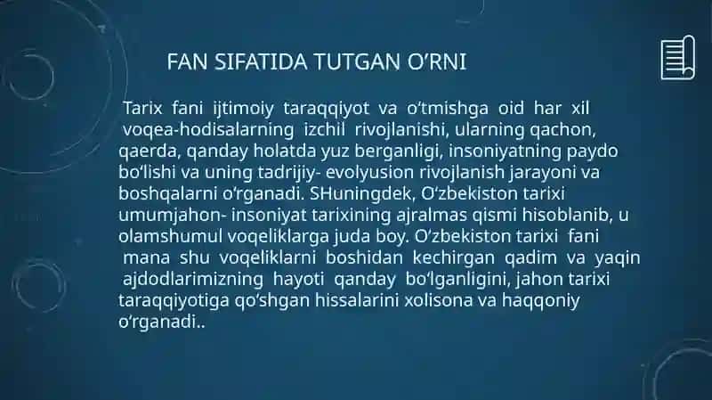 O’zbekiston tarixi fani 4