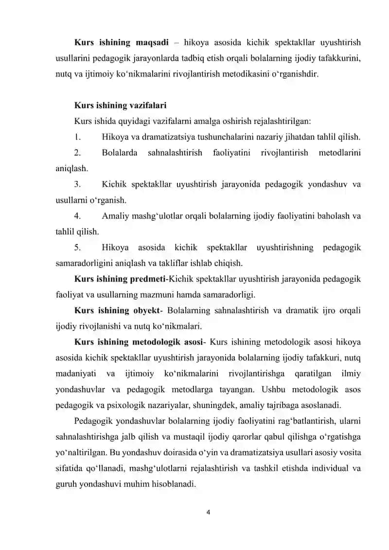 Hikoya asosida kichik spektakllar uyusgtirish usullari 4