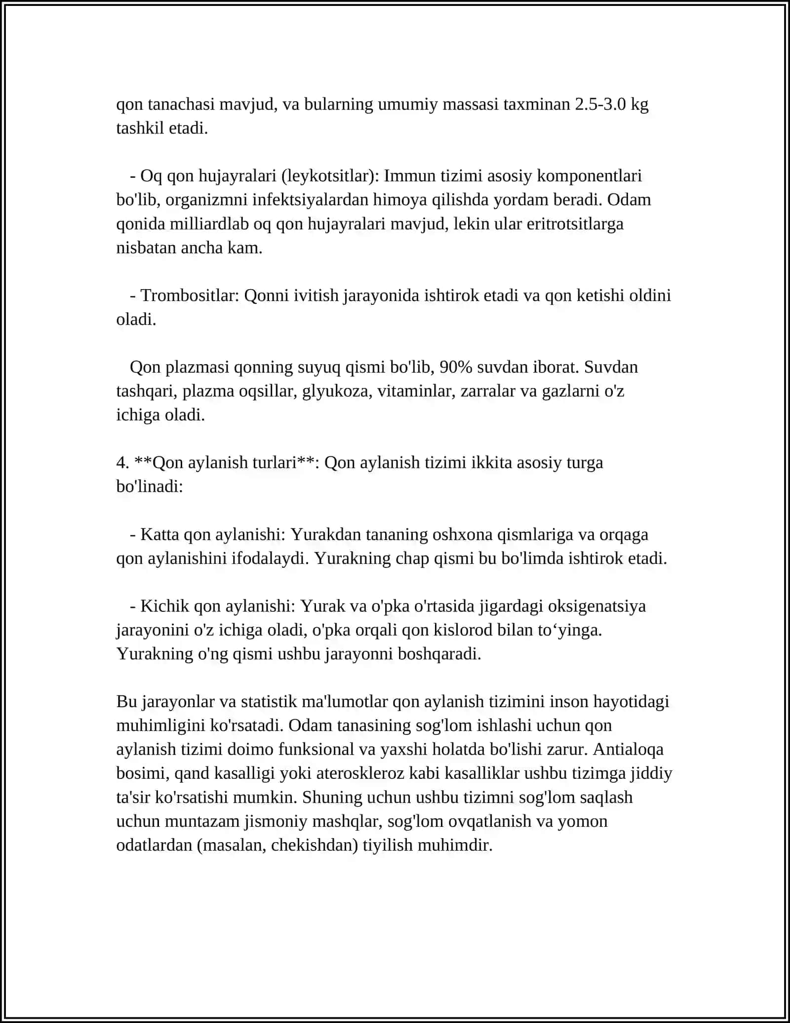 QON FIZOLOGIYASI QONINIG VAZIFALARI 4