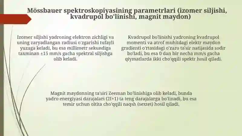 Meyossbauer effekti va uning qŏllanilishi 4