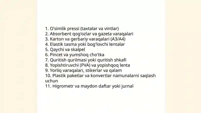 Gerbariy tayyorlash va tayyorlash usullari haqida malumot 4
