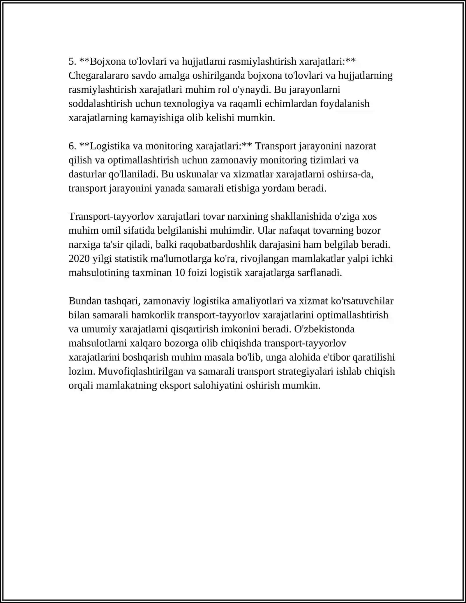 TRANSPORT-TAYYORLOV XARAJATLARI HAQIDA TUSHUNCHA VA ULARNI TAQSIMLASH USULLARI 4