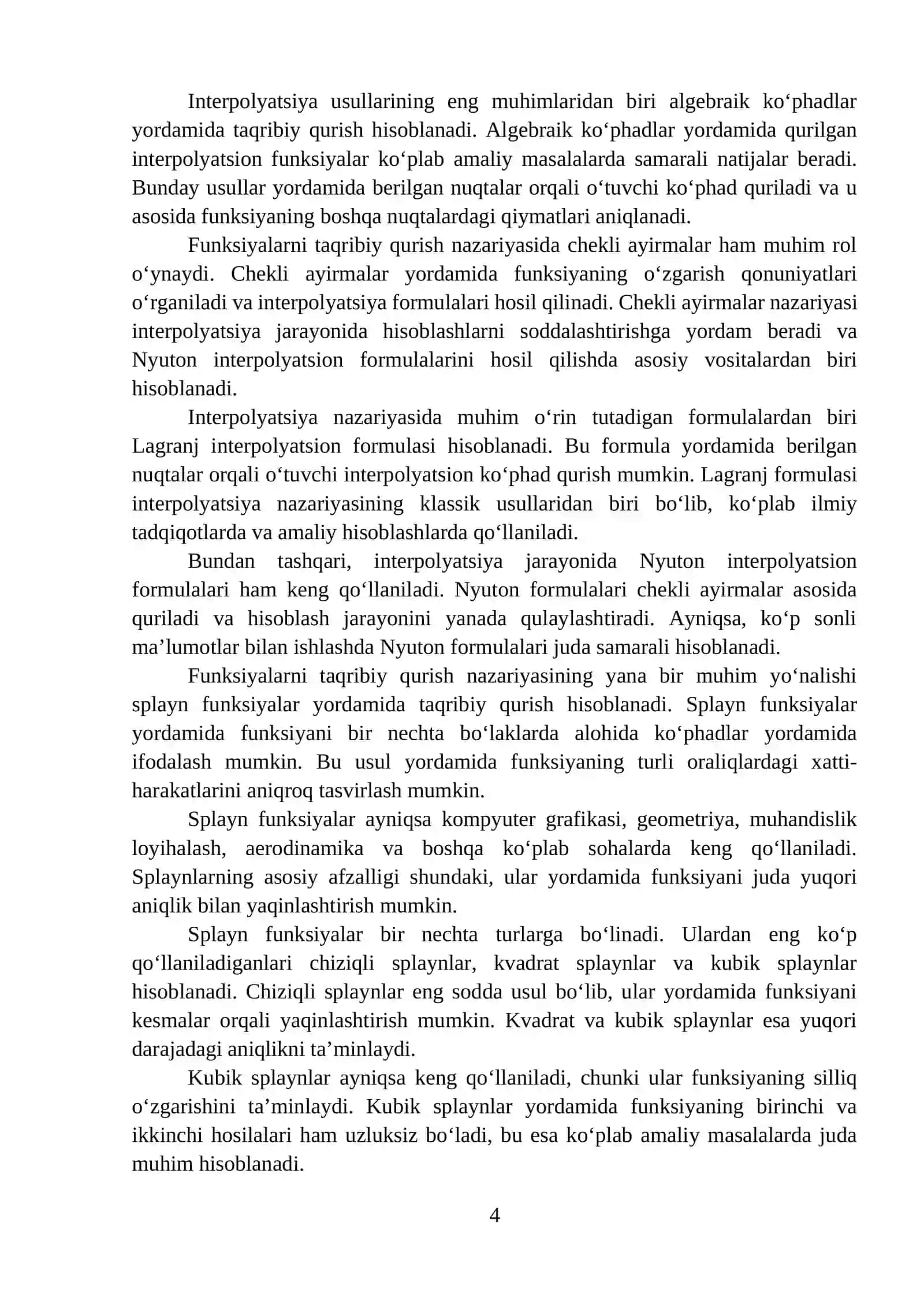 Funksiyalarni taqribiy qurish va uning tadbiqlari 4