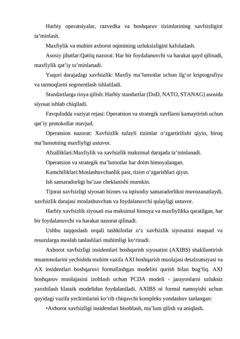 TIJORAT VA HARBIY KOMPYUTER XAVFSIZLIGI SIYOSATINI TAQQOSLASH 4