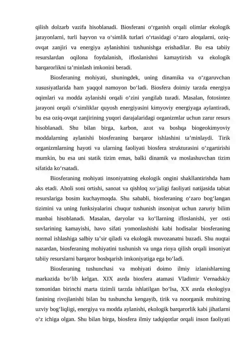 Biosfera haqida tushuncha, biosferaning tarkibi va funksiyalari 4