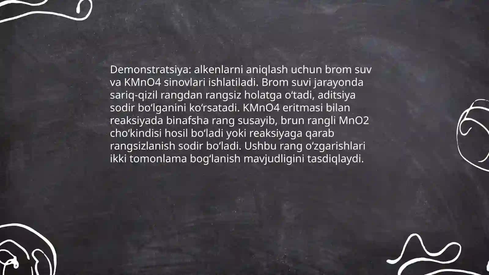 Alkenlarning olinishi xossalari ishlatilishi mavzusida 5 E modelidan foydalanish 4