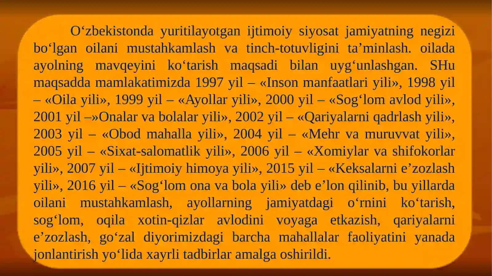 7-mavzu.O‘zbekistonRespublikasidagiijtimoiysohadagiislohotlar 4