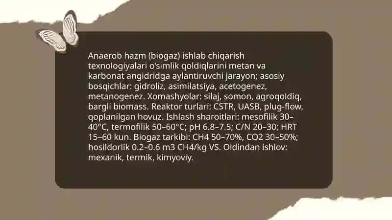 Oʻsimlik qoldiqlarini biologik parchalanish texnologiyalari 4