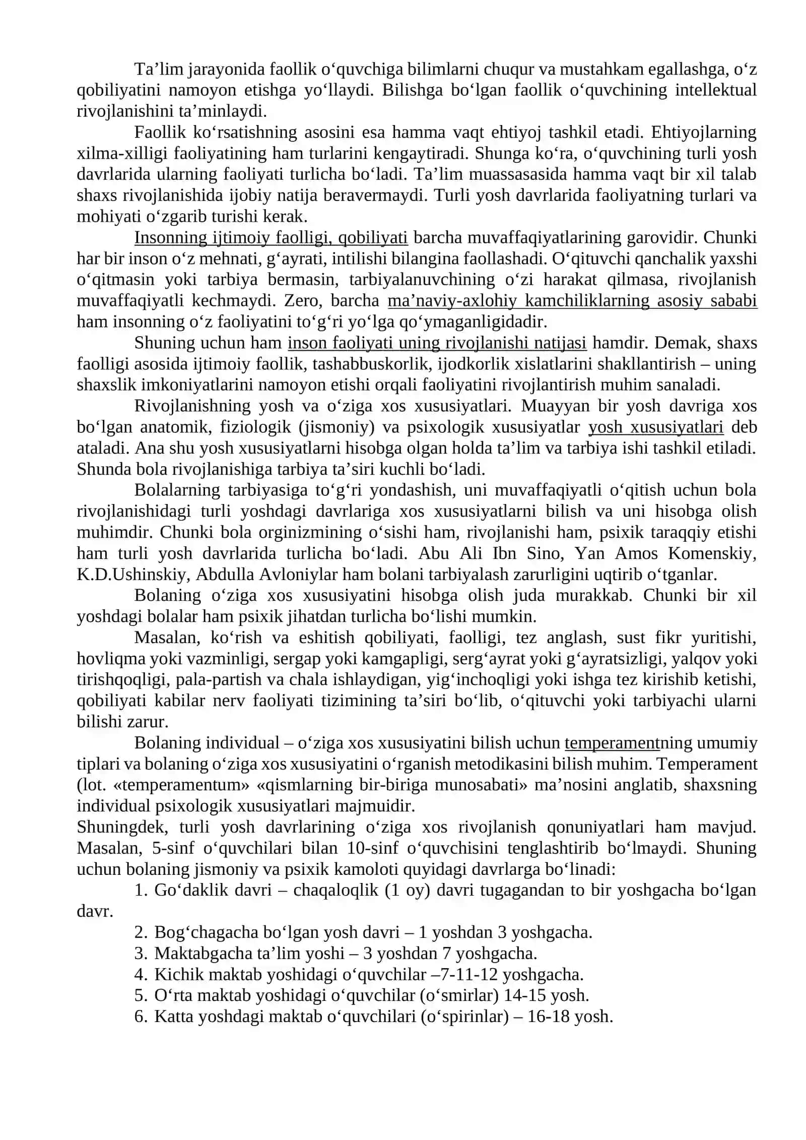 Shaxs rivojlanishi, tarbiyasi va ijtimoiylashuvi 4