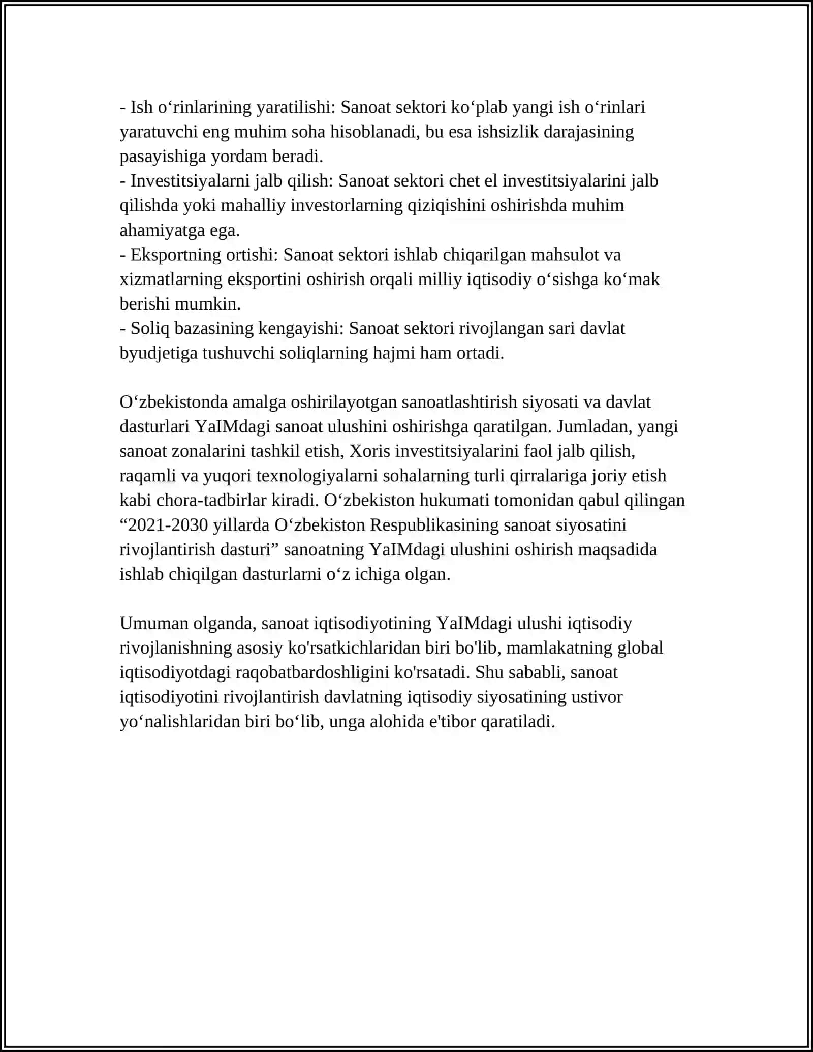SANOAT IQTISODIYOTINING MOHIYATI 4