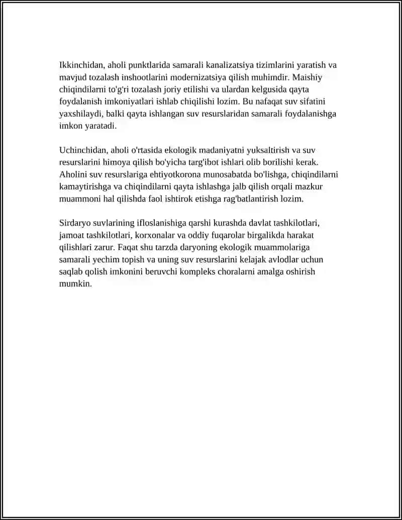 Sirdaryo suvlarining sanoat va maishiy chiqindilar bilan ifloslanishi va yechimlari 4