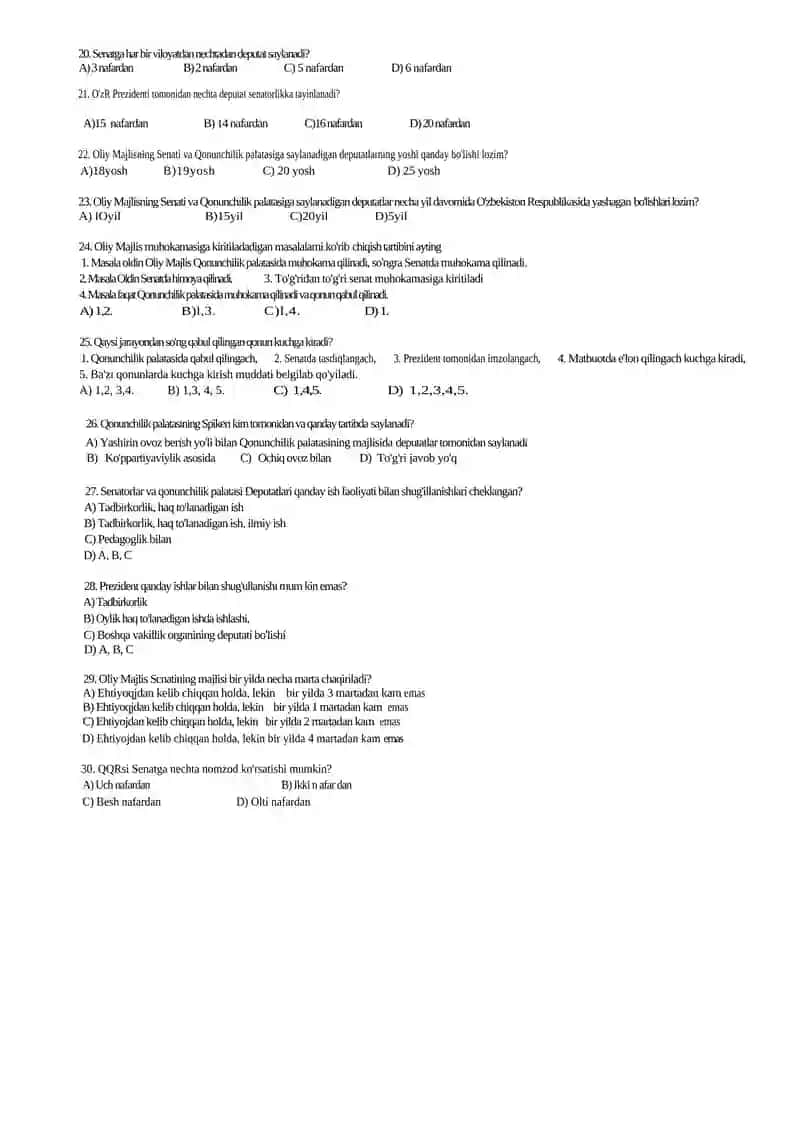 9- sinf uchun huquq fanidan test savollari 4