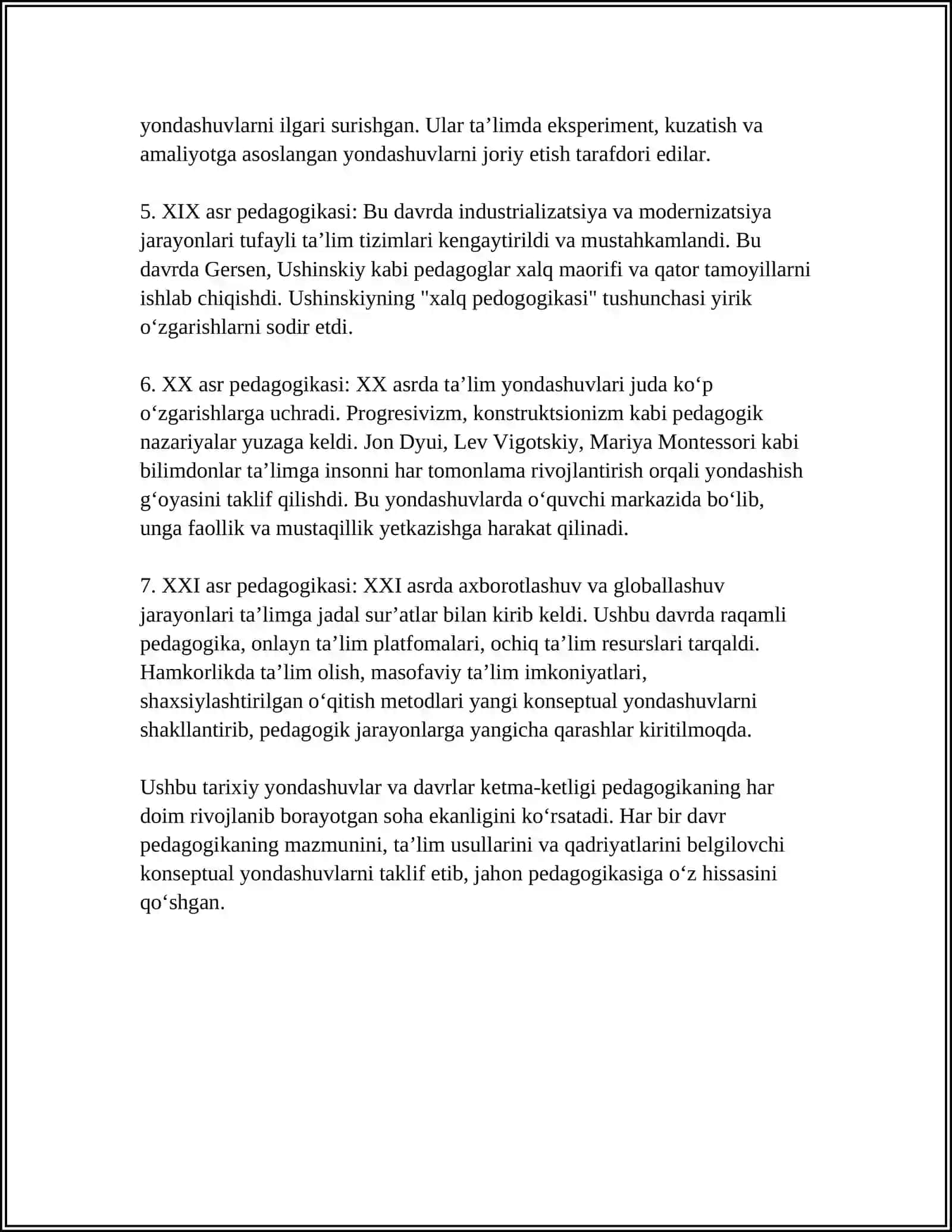 PEDAGOGIK FIKRLAR TARAQQIYOTI VA TARIXIYLIGI 4