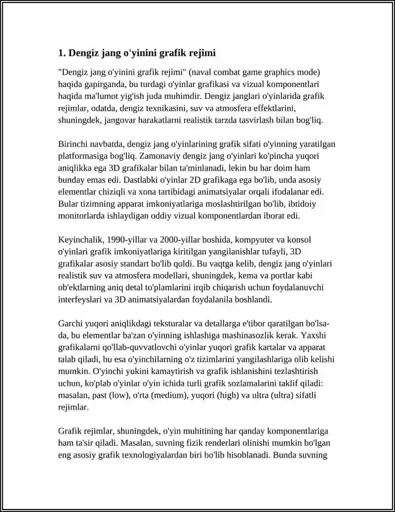 Dengiz Jangi O'yini Grafik Rejimi 4
