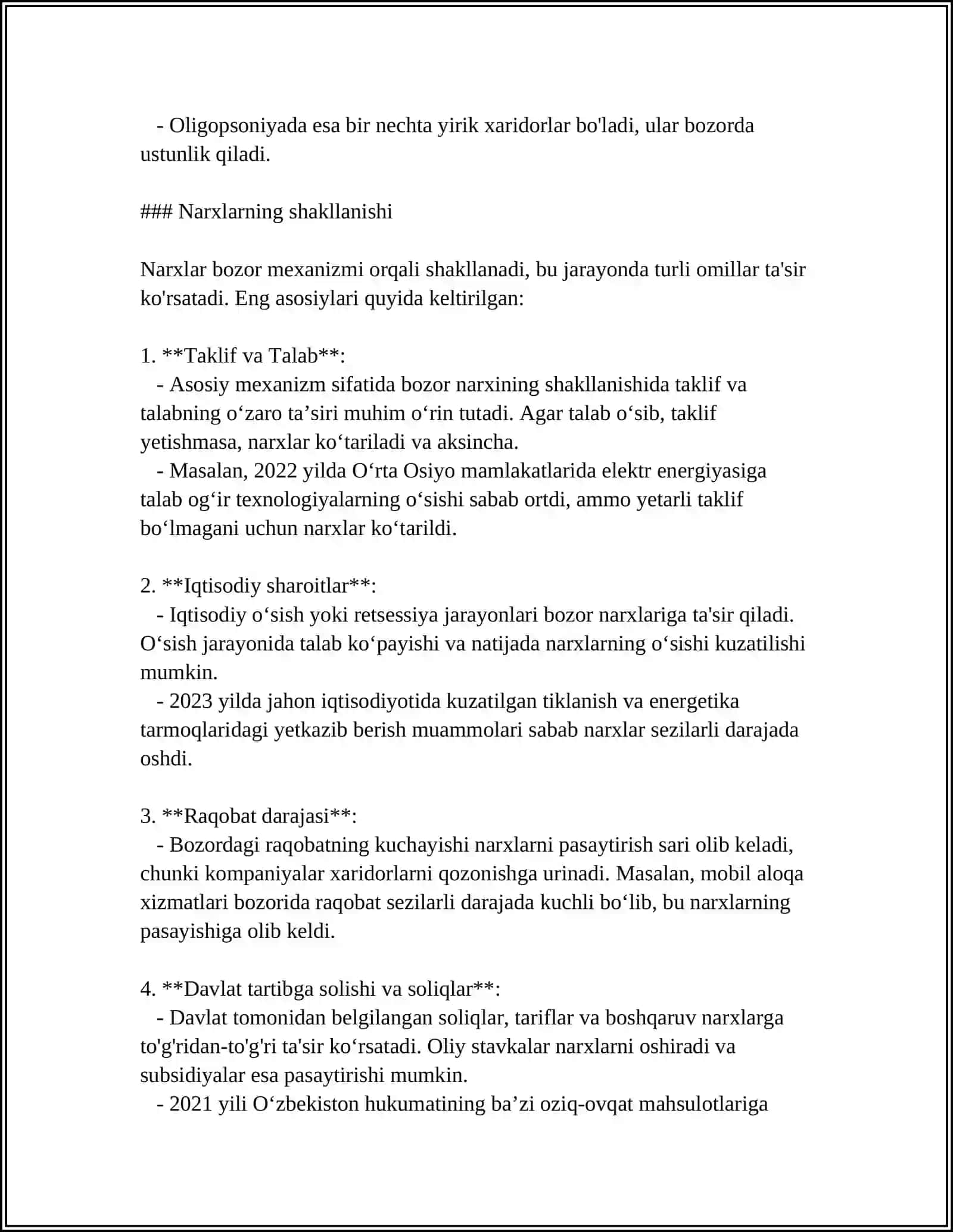 TURLI BOZOR KO‘RINISHLARIDA NARXLARNING SHAKLLANISHI 4
