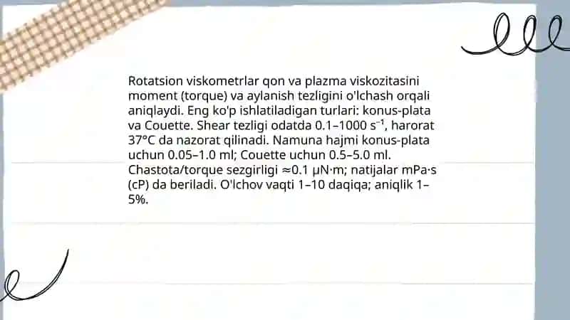Biologik suyuqliklarning qovushqoqligini aniqlash usullarini o'rganish 4