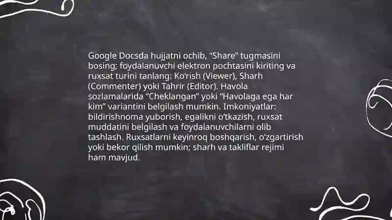 Google dakumentda xujjatni birgalikda tahrirlash 4