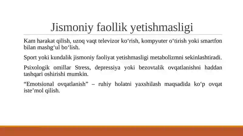 Multifaktorial kasallik semizlik kelib chiqish sabablari 4