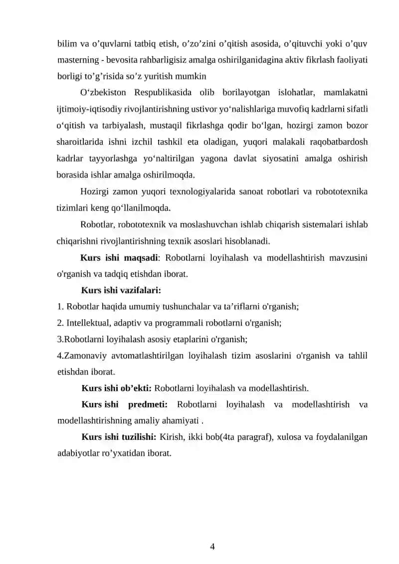 ROBOTLARNI LOYIHALASH VA MODELLASHTIRISH 4