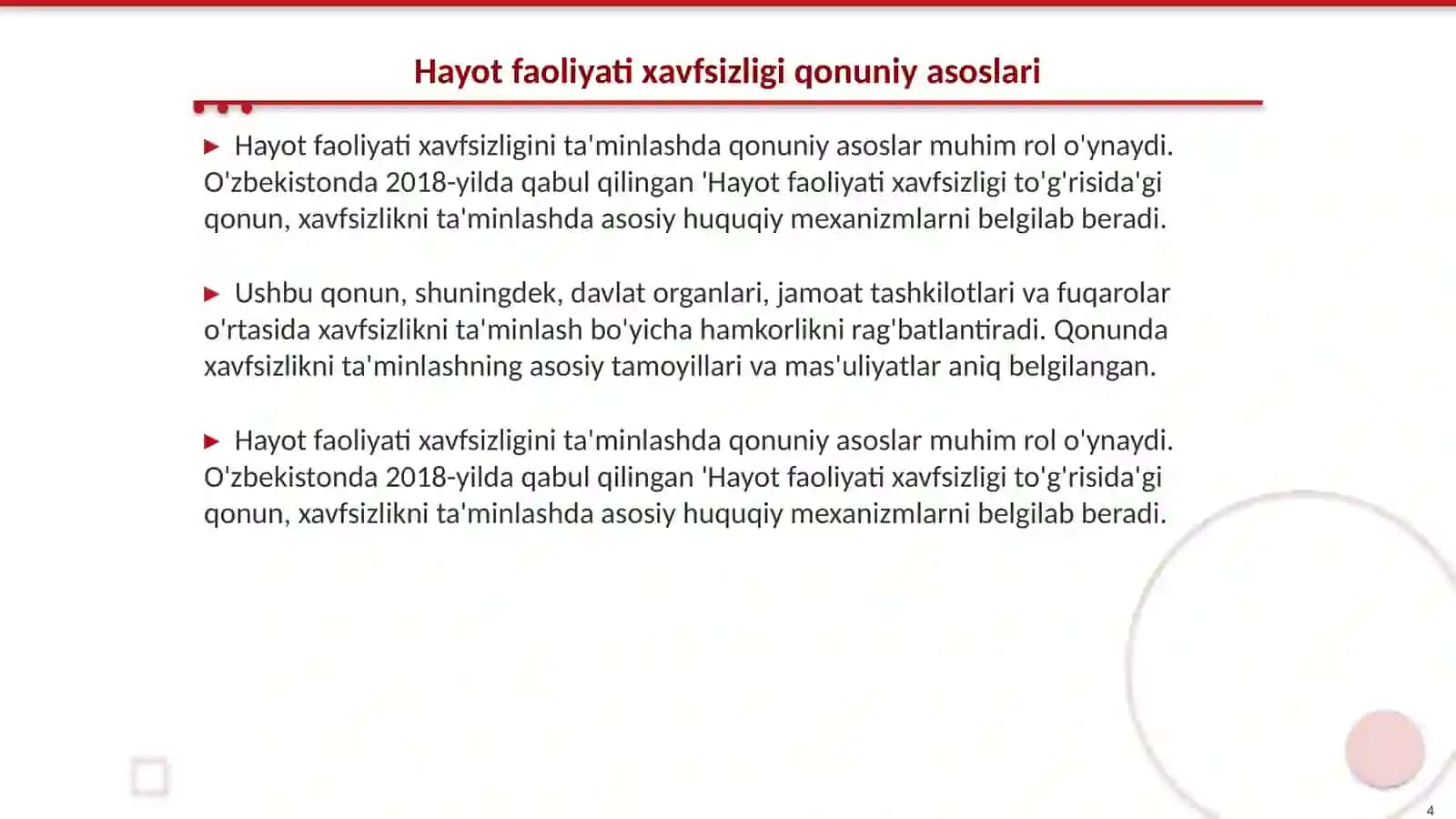 Hayot faoliyati xavfsizligi faniga kirish va huquqiy asoslari 4