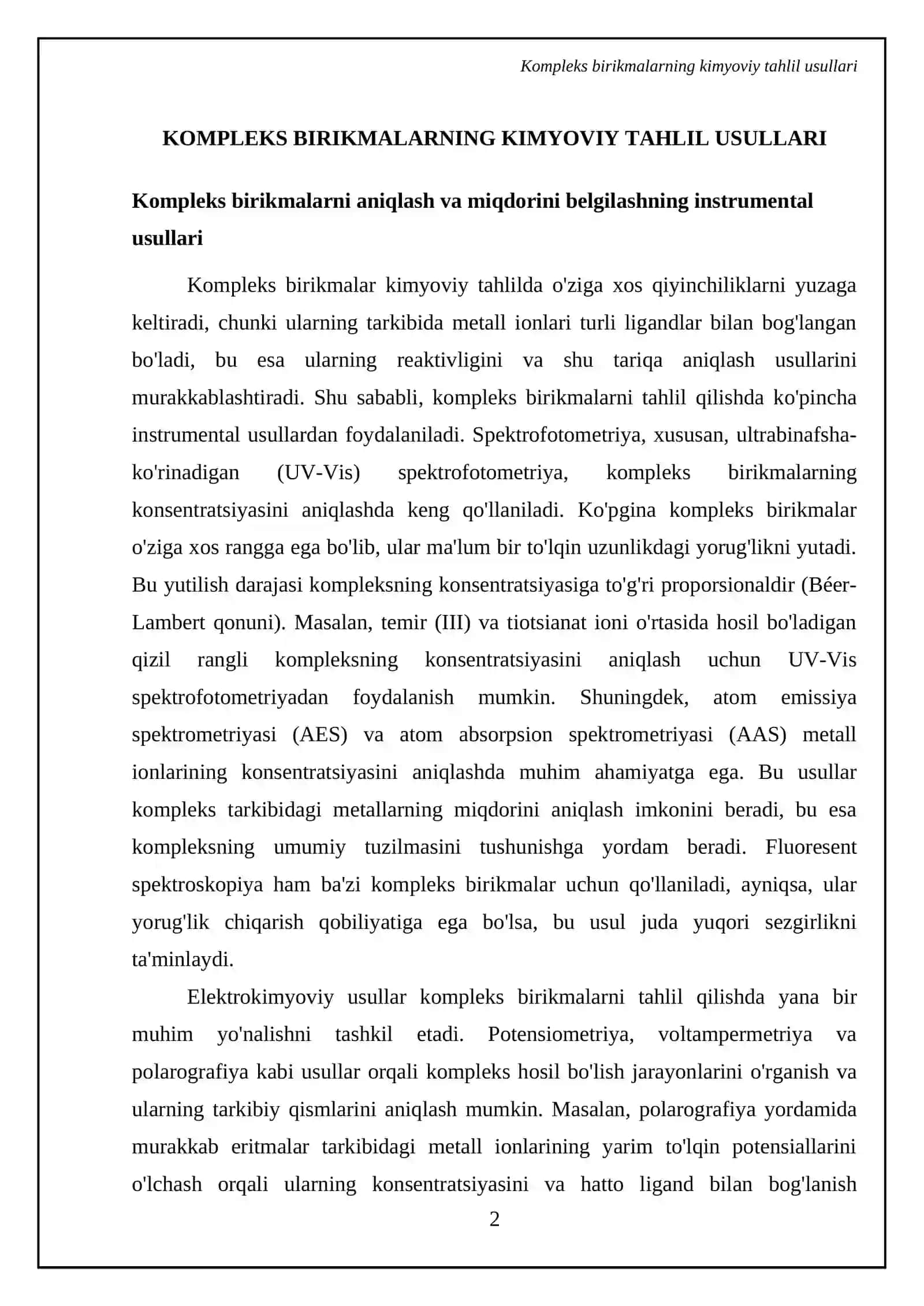 Kompleks birikmalarning analizdagi ahamiyati 4