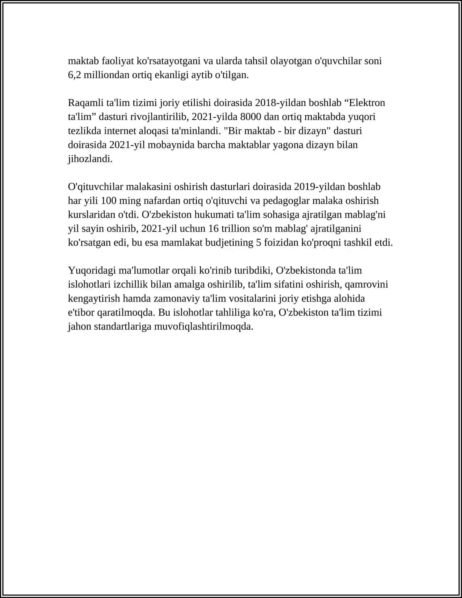 O'ZBEKISTONDA IJTIMOIY SOHADA AMALGA OSHIRILGAN ISLOHOTLAR 4