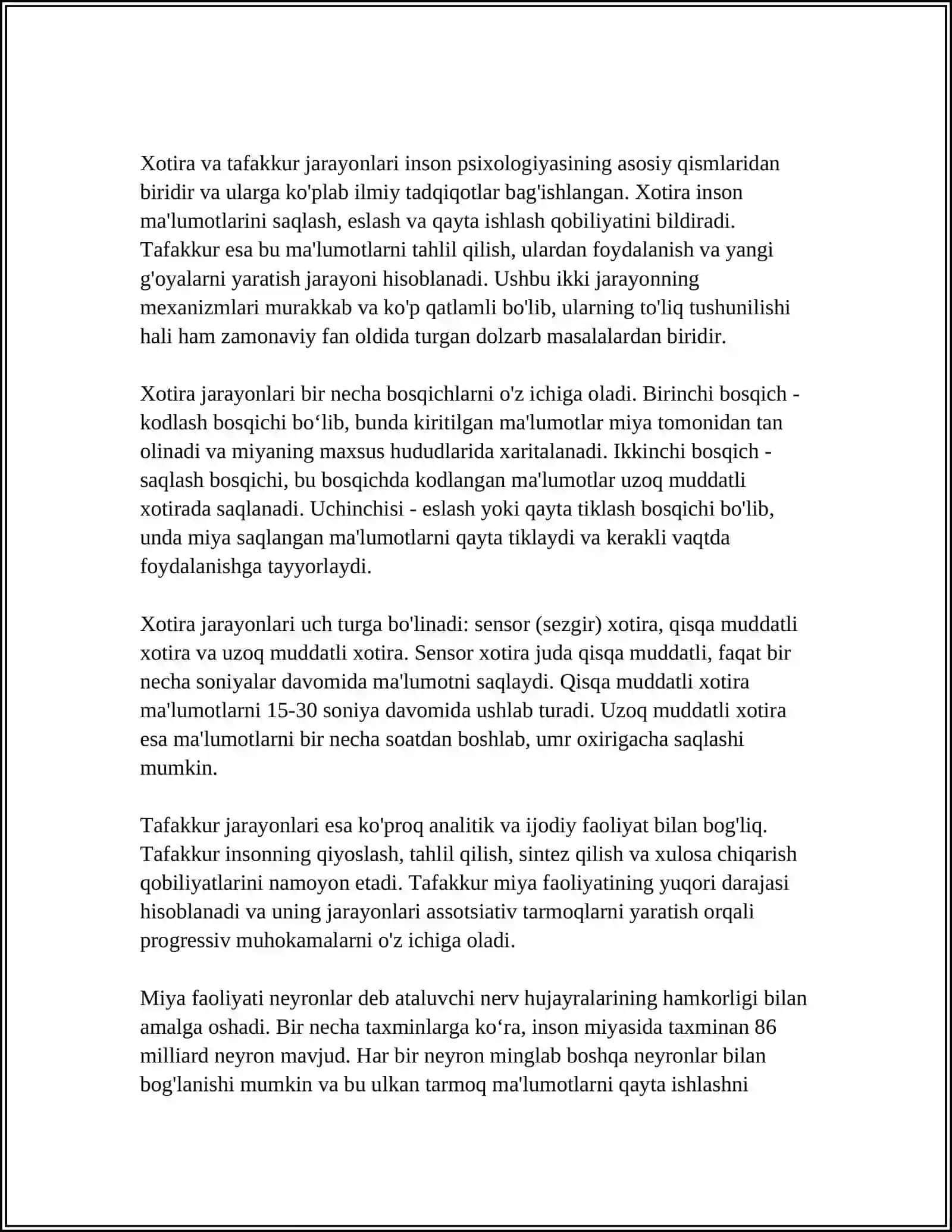 XOTIRA VA TAFAKKUR 4