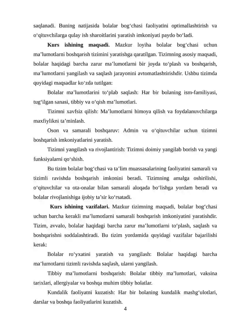 Bolalar bogʻchasi uchun bolalar maʼlumotlarni boshqarish tizimi 4