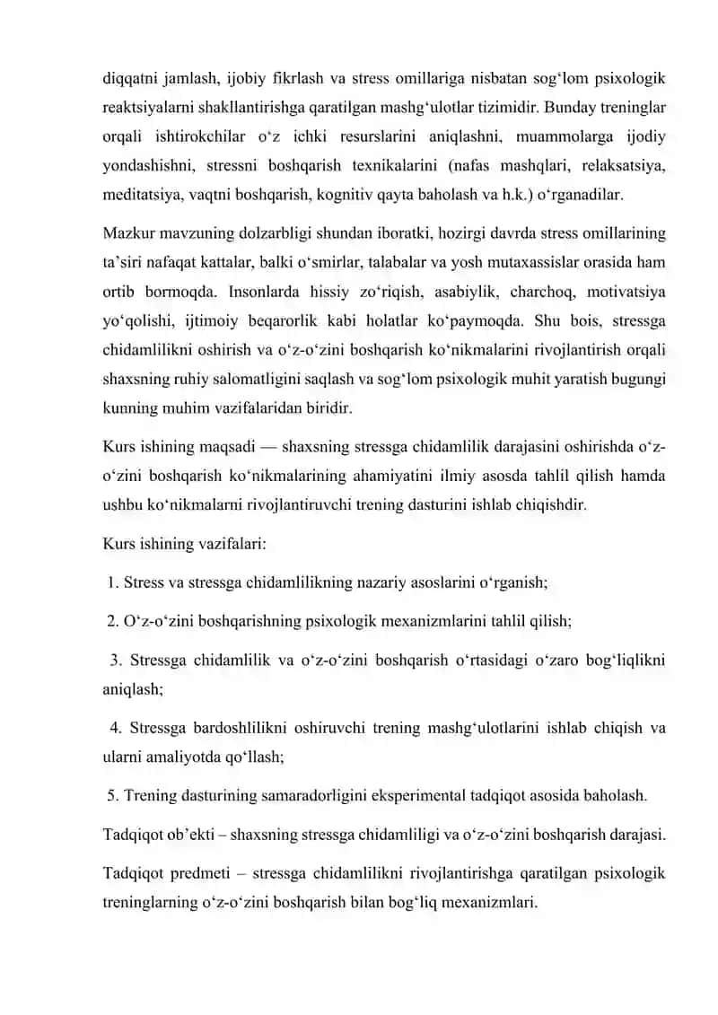 Stress va stressga chidamlilikning nazariy asoslari 4