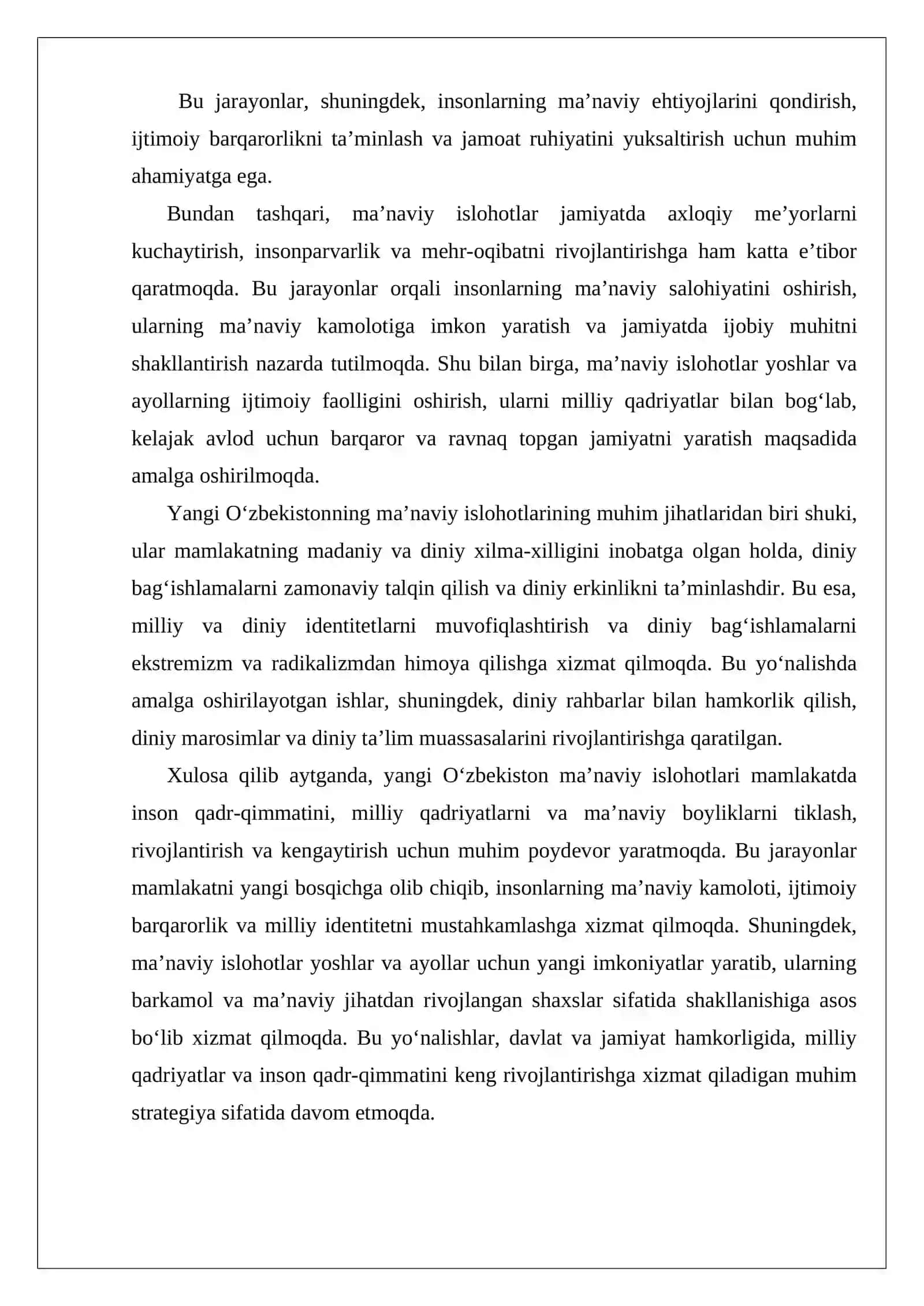 Yangi Oʻzbekistonda amalga oshirilayotgan manaviy oʻzgarishlar 4
