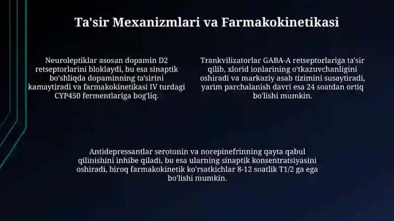 Neyroleptiklar, Trankvilizatorlar, Sedativlar va Antidepressantlar: Umumiy Tavsif 4