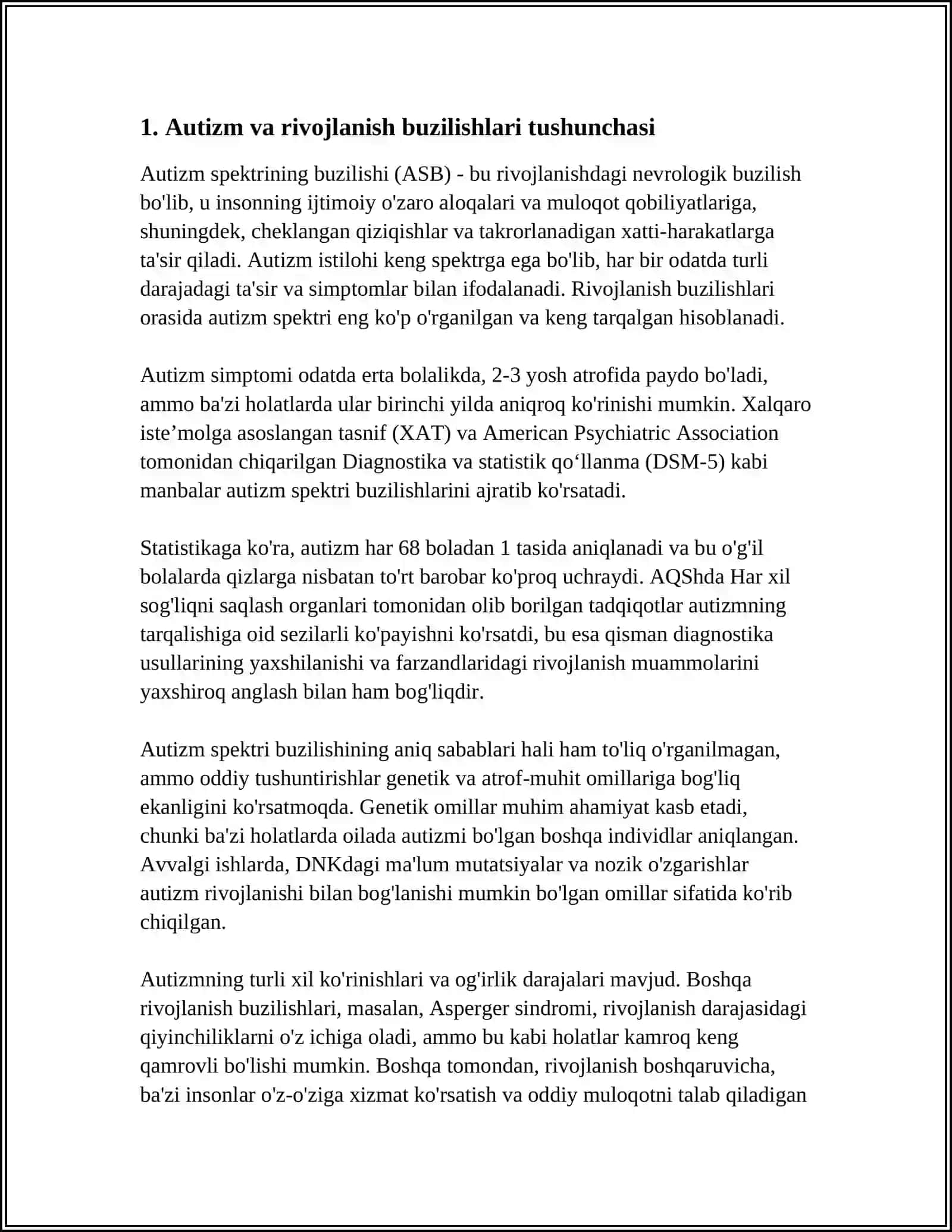 Autizm va rivojlanish buzilishlari tushunchasi 4